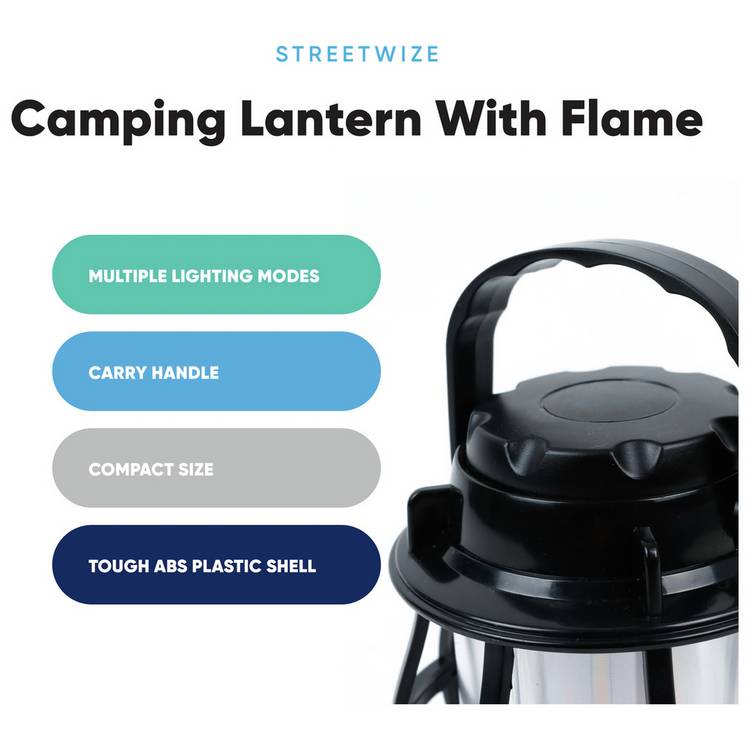 Streetwize camping lantern with flame LED (British brand)