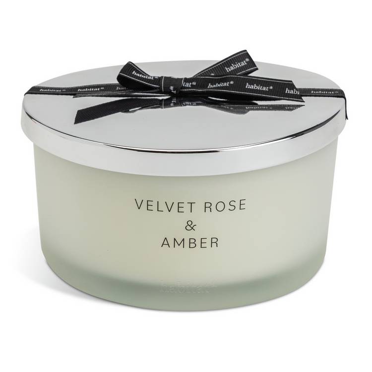 Habitat Velvet Rose & Amber XL candle with lid, imported from the UK