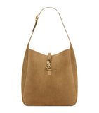 Saint Laurent suede shoulder bag with YSL monogram, UK version