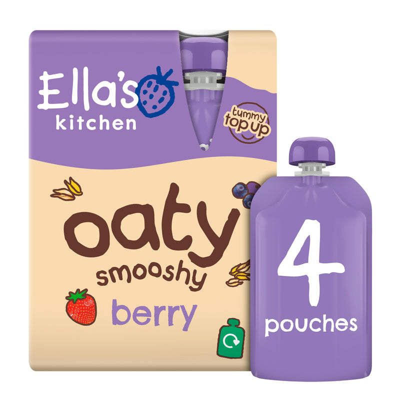 Ella's Kitchen Berry Oaty Smooshy 4 x 90g, imported from the UK