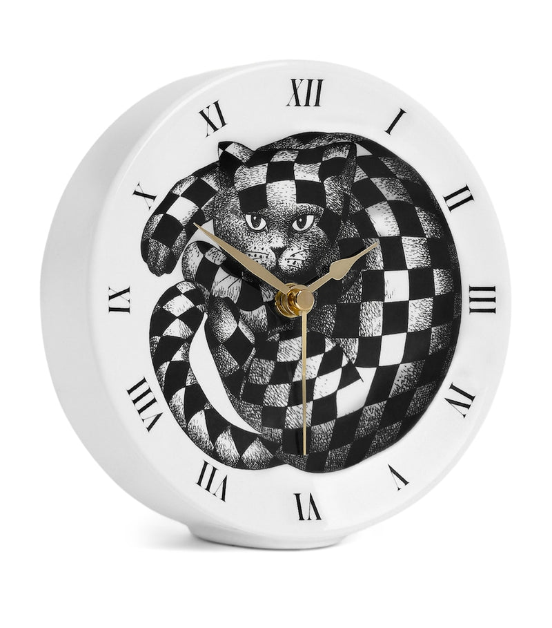 Fornasetti High Fidelity desk clock with cat motif, UK version