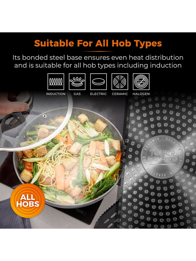 Tower Grey Cerastone Forged Wok 30cm (British brand)
