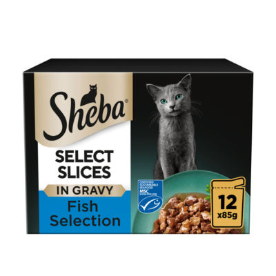 Sheba cat food fish selection gravy 12x85g pouches (British brand)