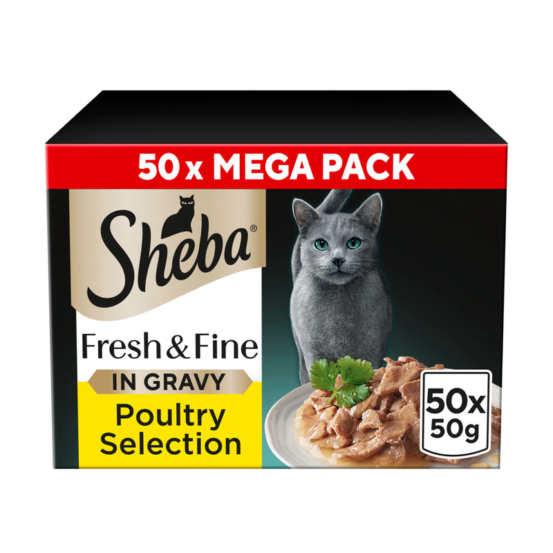 Sheba Fresh wet cat food Poultry In Gravy 50 Pack (British brand)
