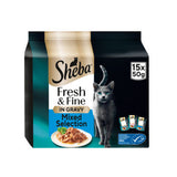 ASDA Sheba Fresh & Fine Adult Wet Cat Food Fish in Gravy 15 x 50g Pouches- Buy online at McGrocer