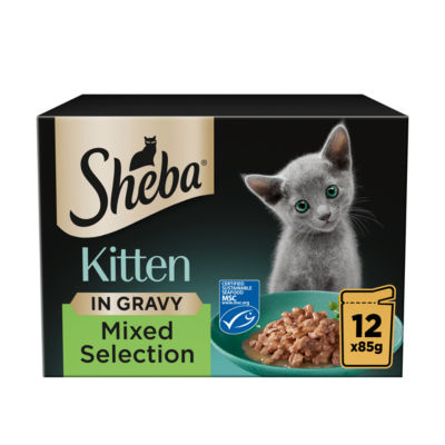 Sheba Mixed Selection Kitten Wet Cat Food 12x85g pouches (British brand)