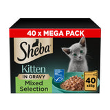 ASDA Sheba Mixed Selection Kitten Wet Cat Food in Gravy 40 x 85g- Buy online at McGrocer