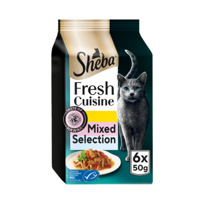 SHEBA wet cat food Taste of Hawaii 6x50g pouches, imported from the UK