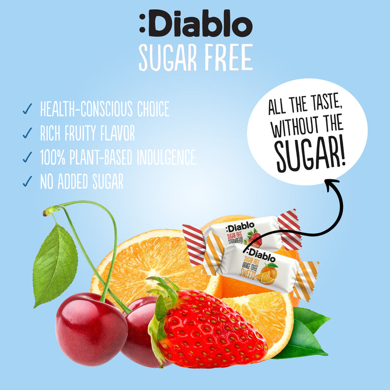 Diablo sugar free fruit flavoured toffees 75g pack of 8 (British brand)