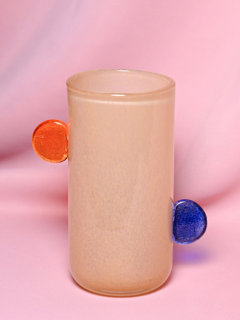 Widdop yellow glass vase with bobble handles (British brand)