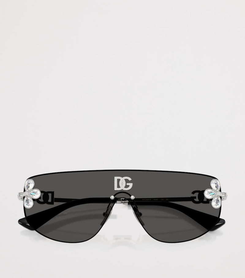 Dolce&Gabbana crystal-embellished visor sunglasses rectangular (British brand)