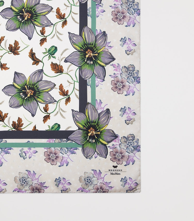 Weekend Max Mara silk twill floral scarf 90cm, imported from the UK