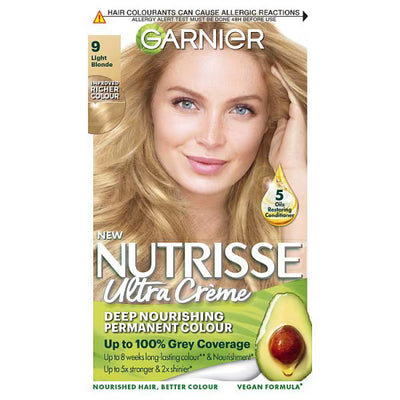 Superdrug Garnier Nutrisse 9 Light Blonde Permanent Hair Dye- Buy online at McGrocer