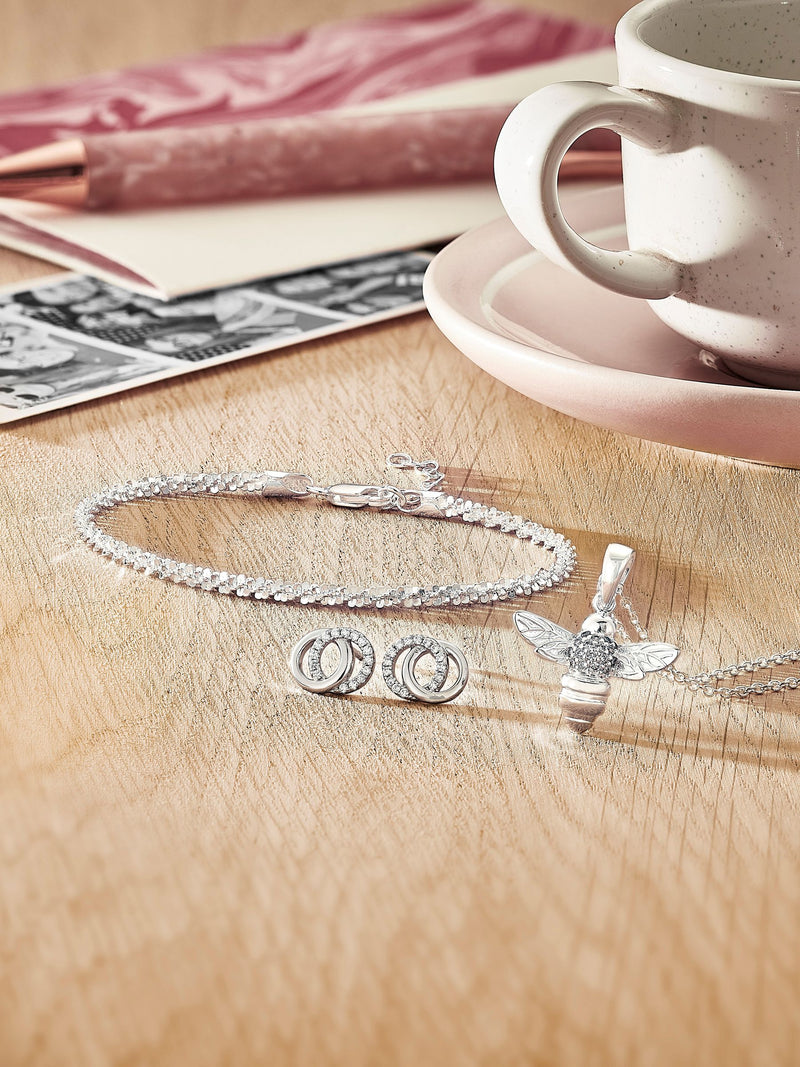 Silver Sparkle Bracelet sterling silver adjustable 19cm (British brand)
