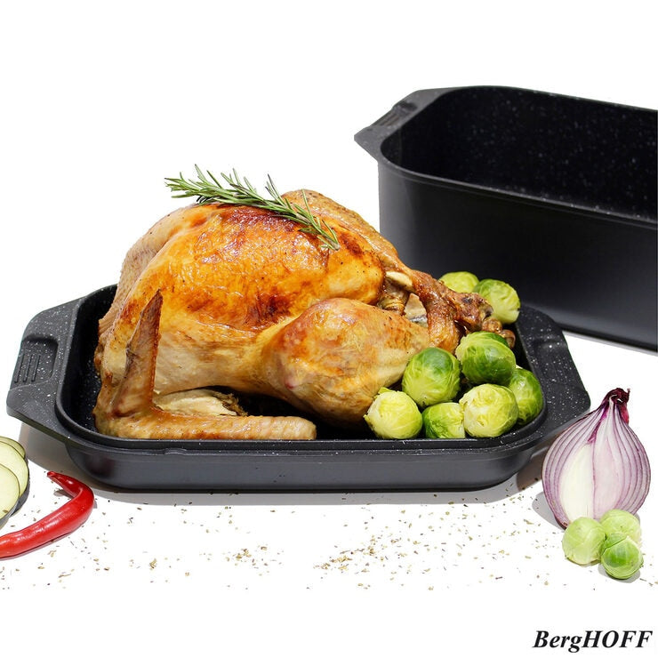 BergHOFF double roasting pan with grill lid 42cm, imported from the UK