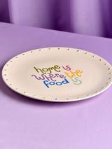 Next Widdop White Circle Platter Home Is Where The Food Is Ceramic Platter 32cm- Buy online at McGrocer