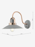 Dar Lighting Liden grey wall light with copper detailing - (British brand)