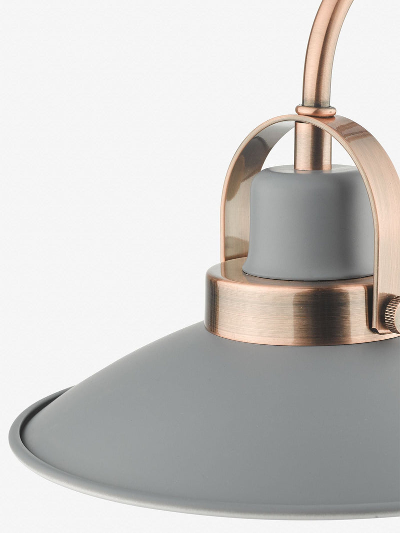 Dar Lighting Liden grey wall light with copper detailing - (British brand)