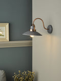Dar Lighting Liden grey wall light with copper detailing - (British brand)