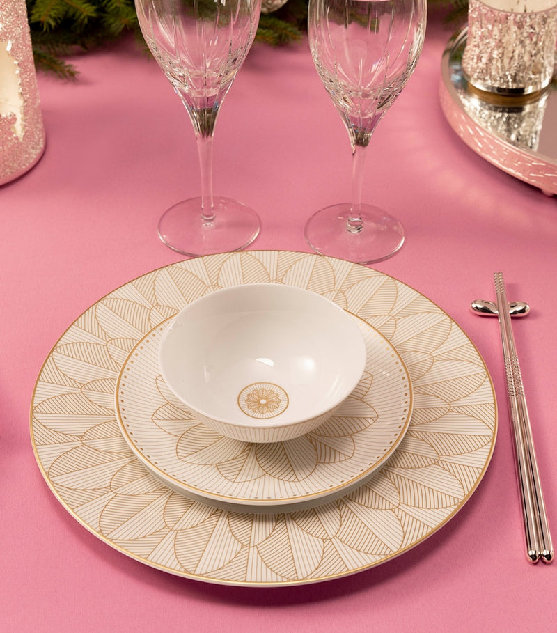 Christofle Malmaison porcelain rice bowl 12cm with platinum floral design (British brand)