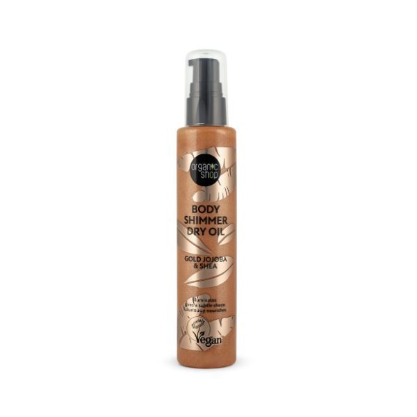 Organic Shop Body Shimmer Oil 100ml Jojoba Shea, imported from the UK