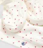 Petit Bateau heart print hat and booties cotton set - British product