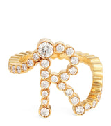 Harrods Sophie Bille Brahe Yellow Gold and Diamond Ensemble 'R' Ring- Buy online at McGrocer
