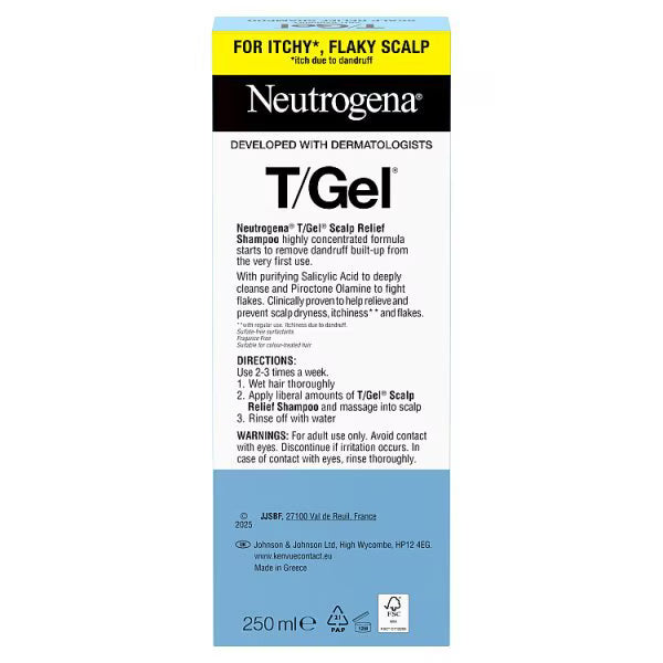 Neutrogena T Gel Anti Dandruff Shampoo 250ml, imported from the UK