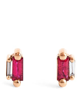 Harrods Suzanne Kalan Rose Gold, Ruby and Diamond Bold Stud Earrings- Buy online at McGrocer