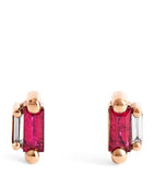 Suzanne Kalan rose gold ruby diamond stud earrings - British product