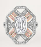 Boodles Ashoka diamond platinum ring with pink diamonds (British brand)
