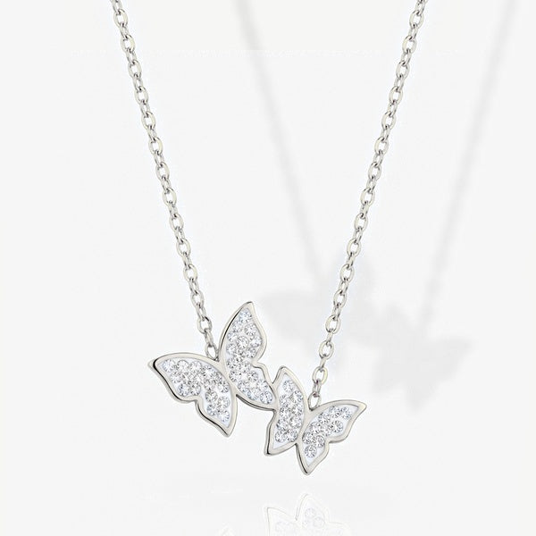MUCHV Butterfly Pendant Necklace in 18k Gold or Silver, 46cm