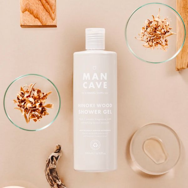 ManCave Hinoki Wood Shower Gel 500ml, imported from the UK