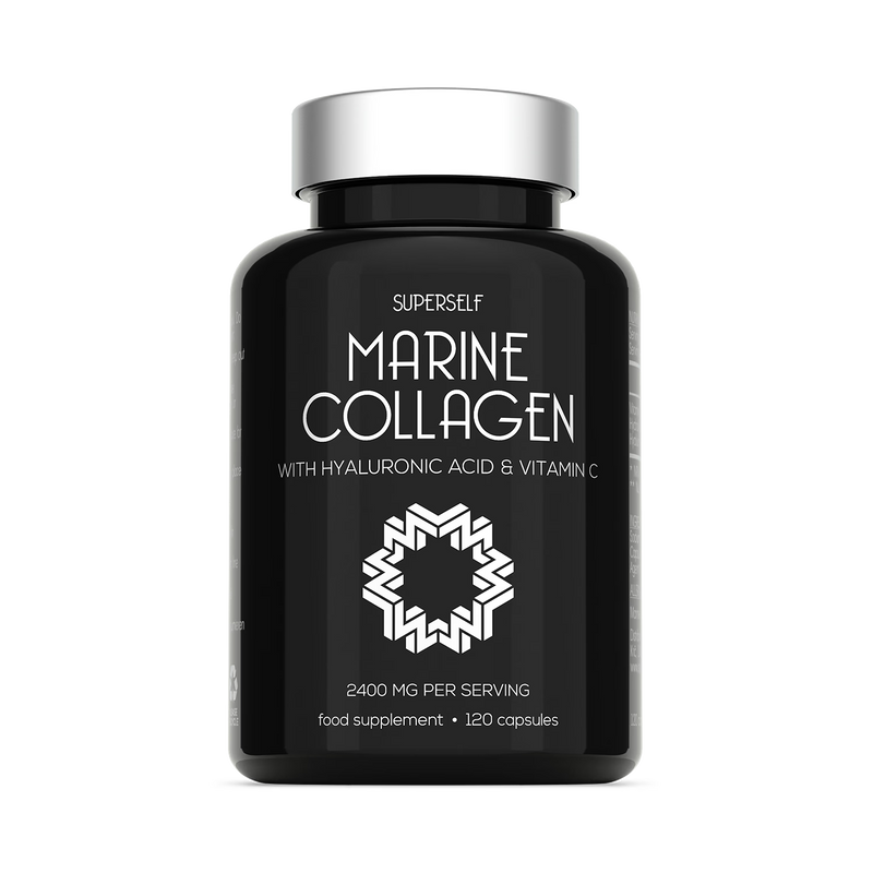 SuperSelf marine collagen hyaluronic acid vitamin C capsules 120 count, UK version