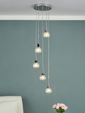Dar Lighting Lyall 5-light pendant cut glass shades, UK version