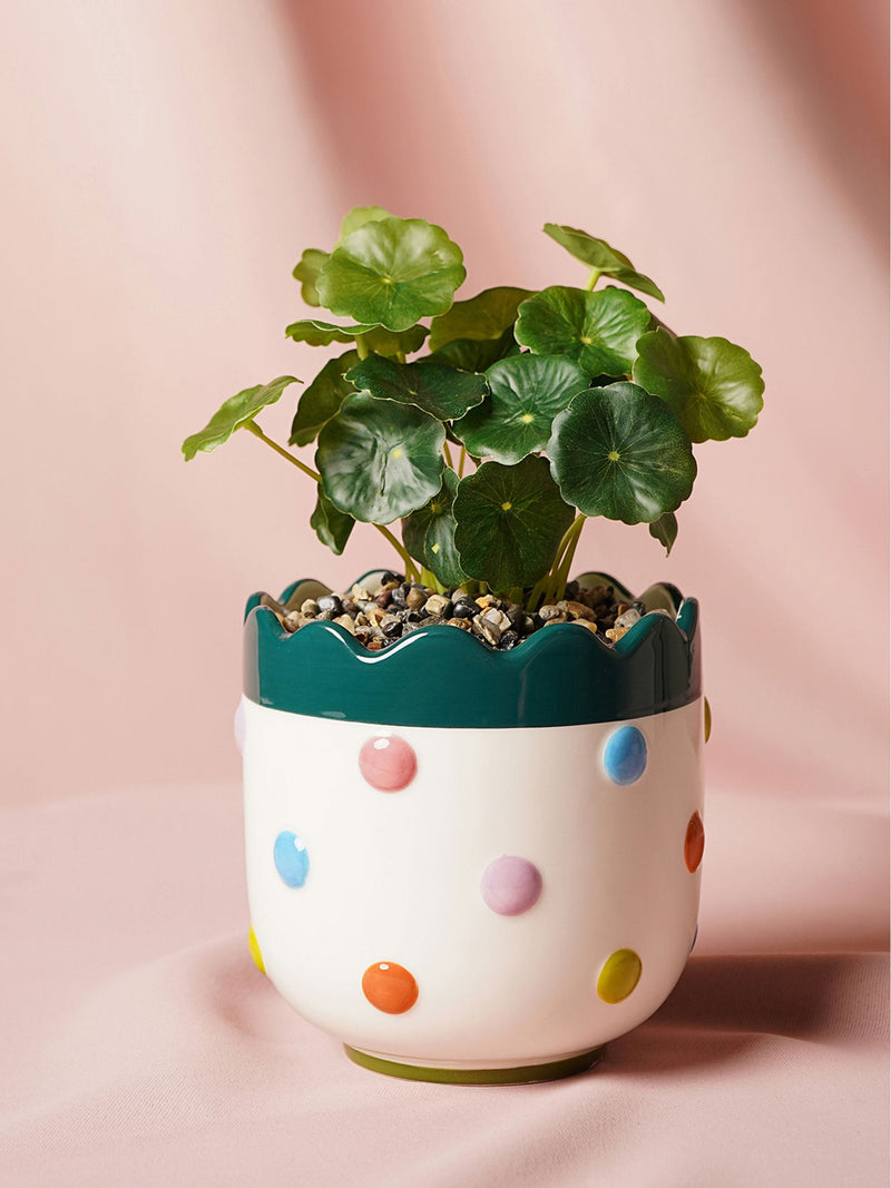 Widdop bobble planter with faux plant 24cm (British brand)