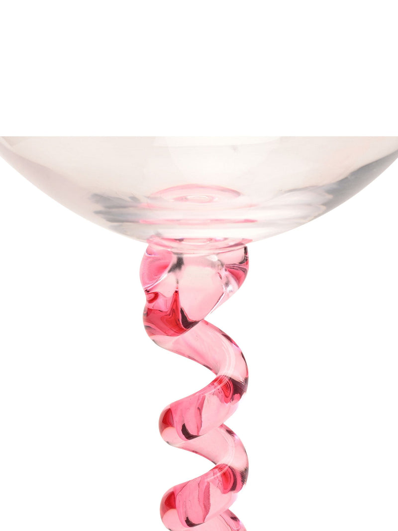 Widdop pink twisted stem coupe glasses, UK version