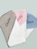 Babyblooms personalised cotton hooded towel 75cm, imported from the UK