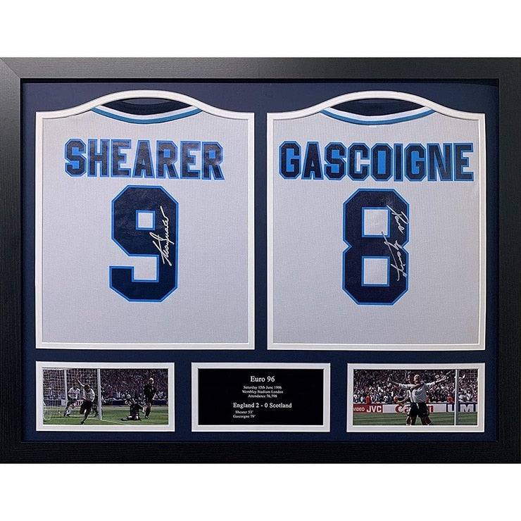 Allstarsignings framed double signed England shirt by Shearer and Gascoigne (British brand)