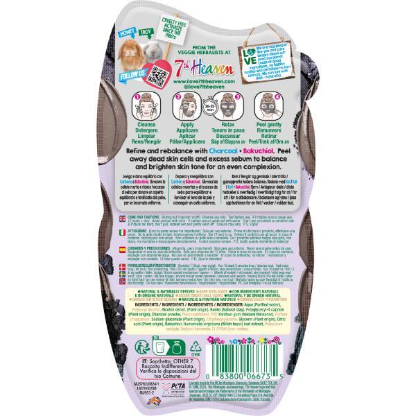 7th Heaven Charcoal Black Clay Peel Off Mask Bakuchiol, UK version
