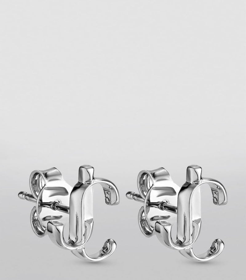 Jimmy Choo monogram stud earrings brass (British brand)