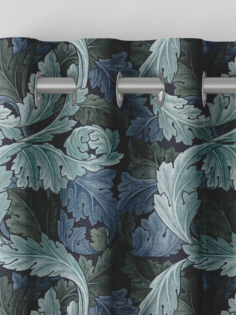 William Morris Acanthus indigo blue curtains, imported from the UK