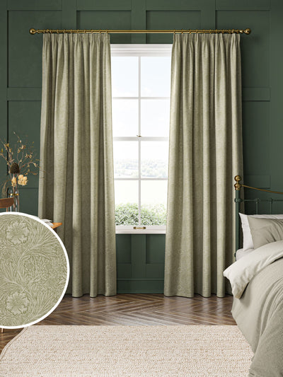 Next William Morris Nettle Green Marigold Woven Made to Measure Curtains- Buy online at McGrocer