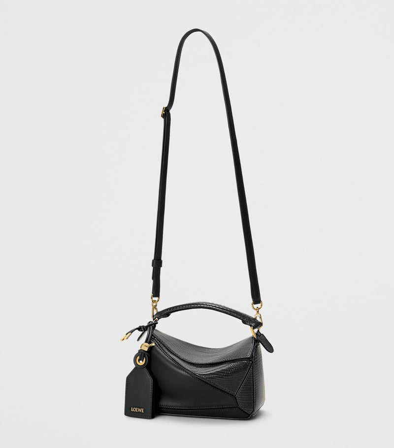 LOEWE Mini Puzzle Bag lizard skin 12.5cm, imported from the UK
