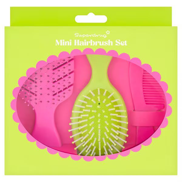 Superdrug mini hair brush 3 piece set (British brand)