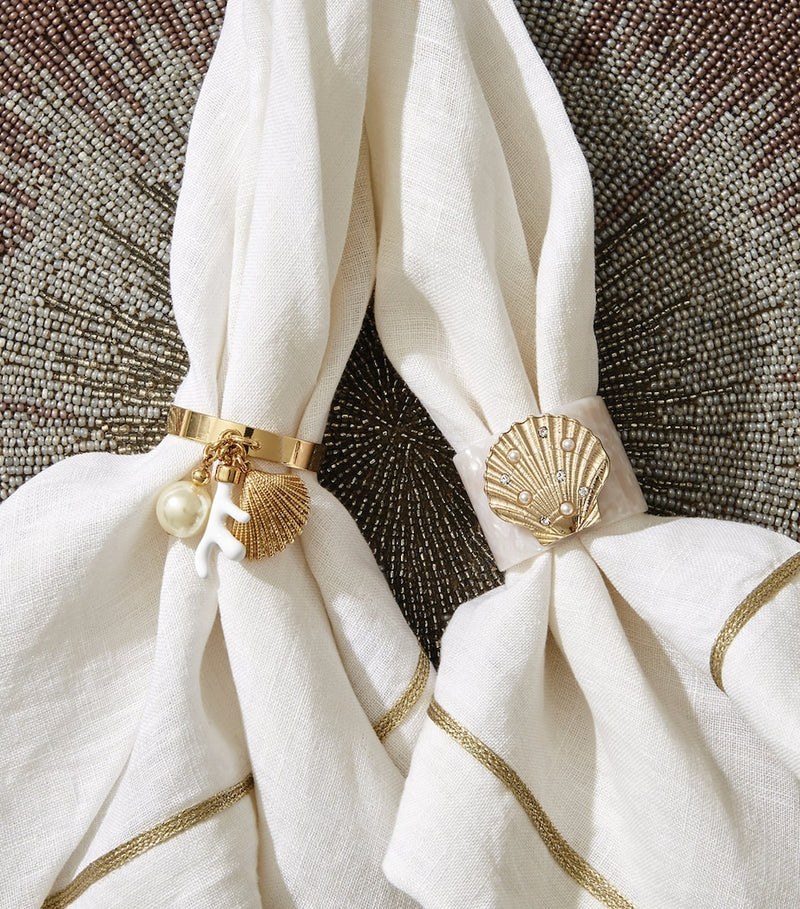 Joanna Buchanan coral shell napkin rings set 4 - British product