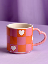 Next Widdop Pink Chequer & Heart Ceramic Mug, 8.5cm- Buy online at McGrocer
