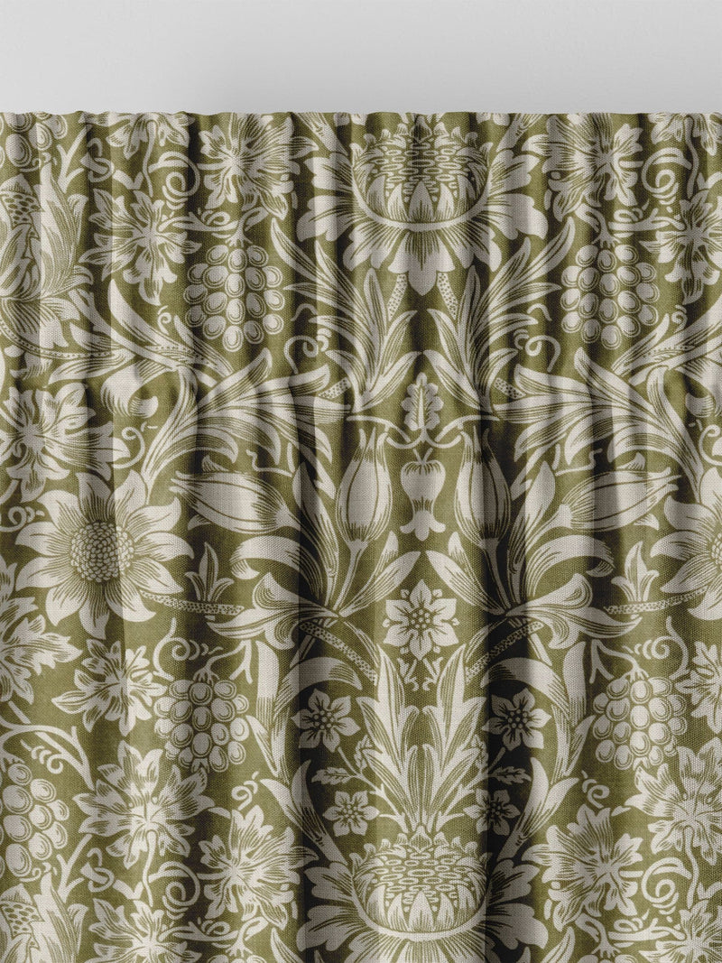 William Morris curtains Artichoke Green Sunflower design (British brand)