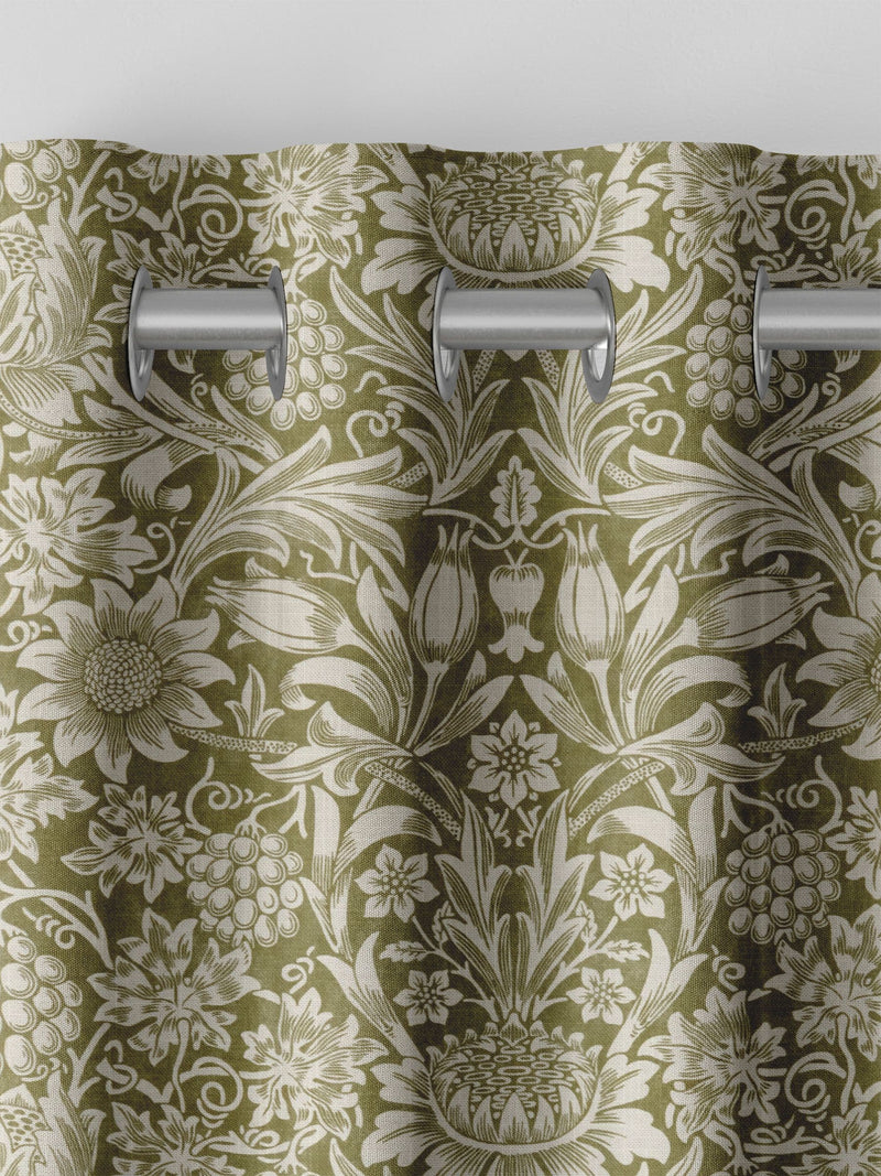 William Morris curtains Artichoke Green Sunflower design (British brand)