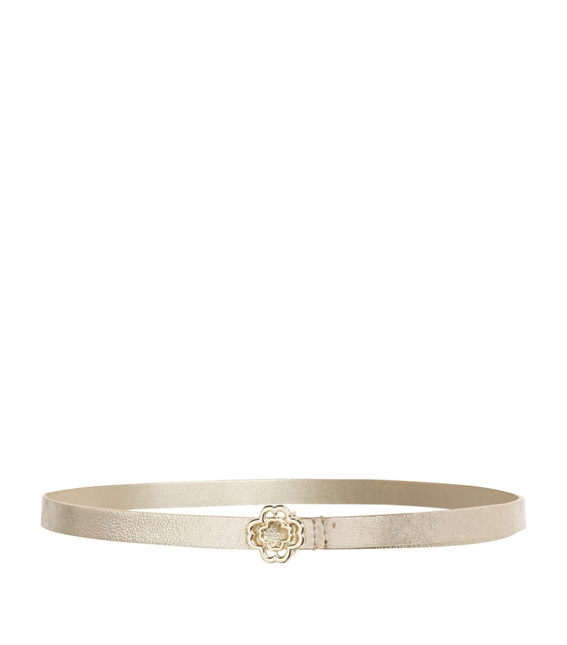 Maje leather belt with gold Clover buckle (British brand)